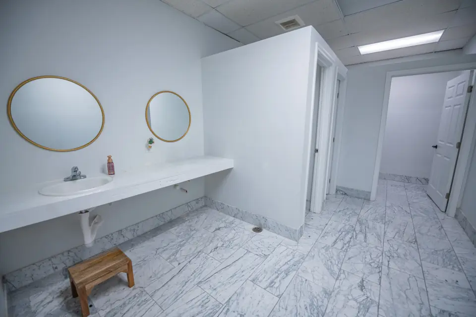 Restrooms, ground level